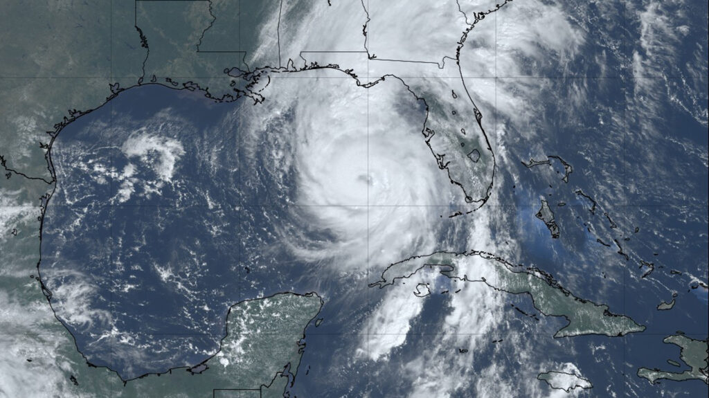Satellite image of a hurricane over the Gulf of America
