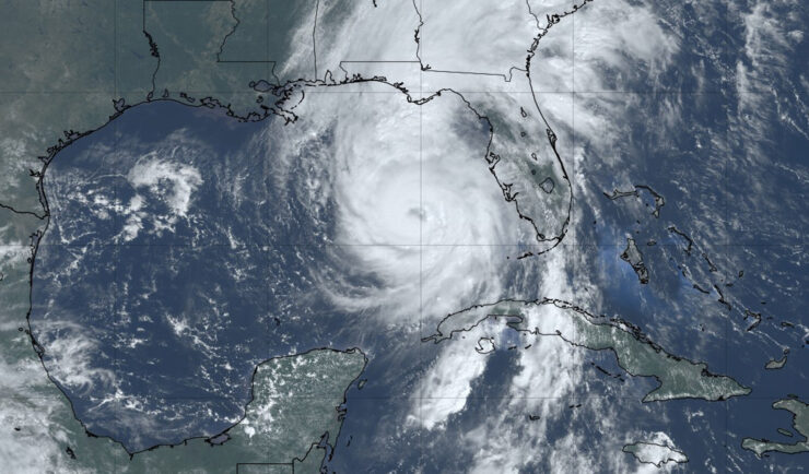 Satellite image of a hurricane over the Gulf of America
