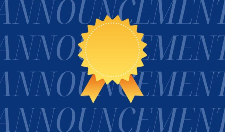Gold ribbon over text that reads announcement