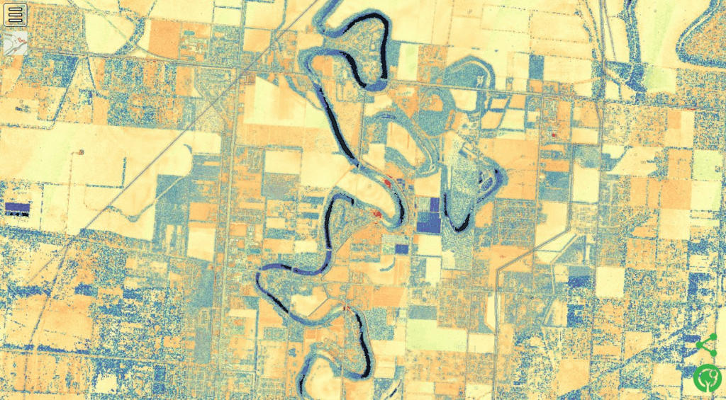 lidar data reveals a river and surrounding parcels