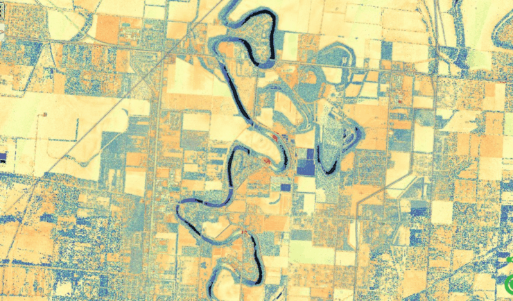 lidar data reveals a river and surrounding parcels