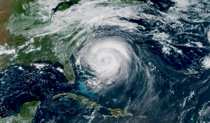 Satellite image of hurricane approaching Florida